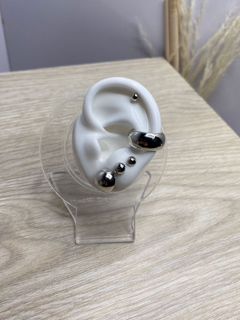 Diseño de topos, pircing y earcuff, plateado, covergold 