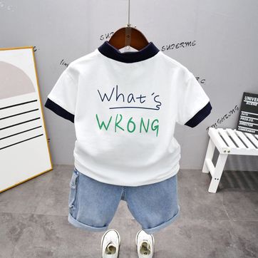Set Short Jean Camisa WHATS Blanco - imagen 1