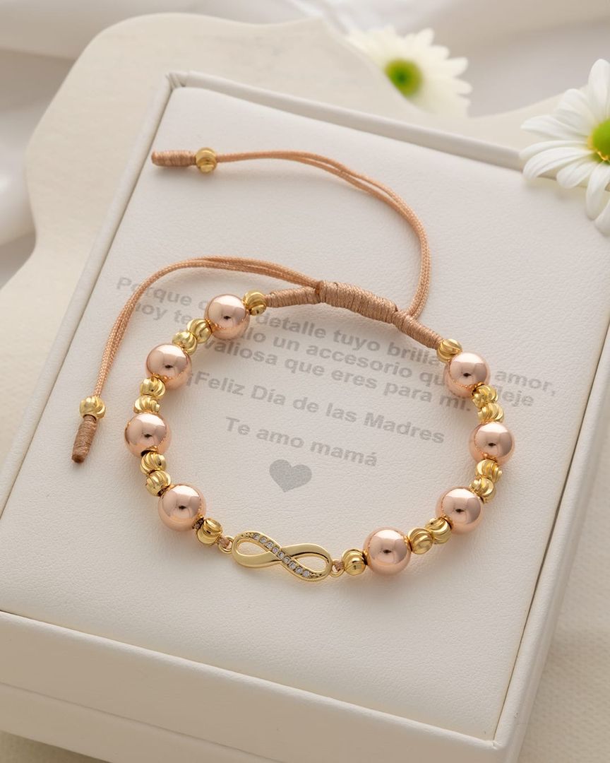 Manillas infinito balín 7mm rosa y 4mm