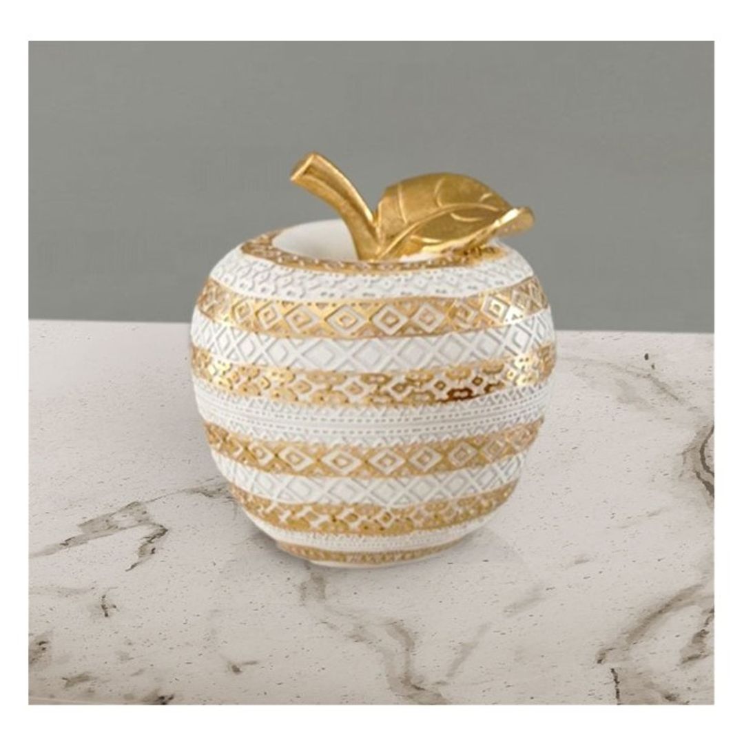 Manzana en blanco con dorado