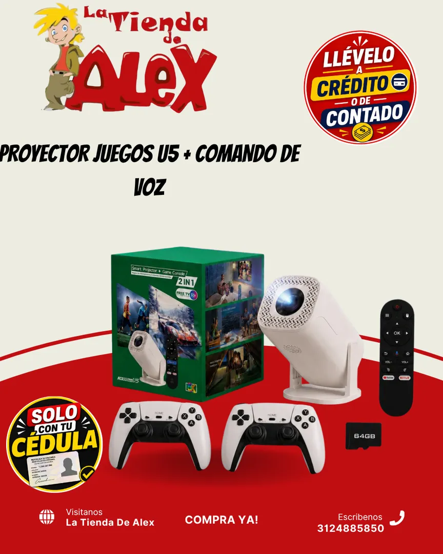 PROYECTOR JUEGOS U5 + COMANDO DE VOZ