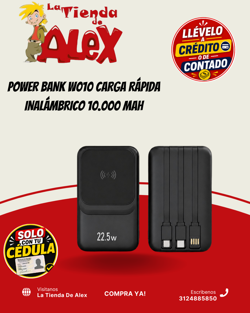 POWER BANK W010 CARGA RÁPIDA INALÁMBRICO 10.000 MAH