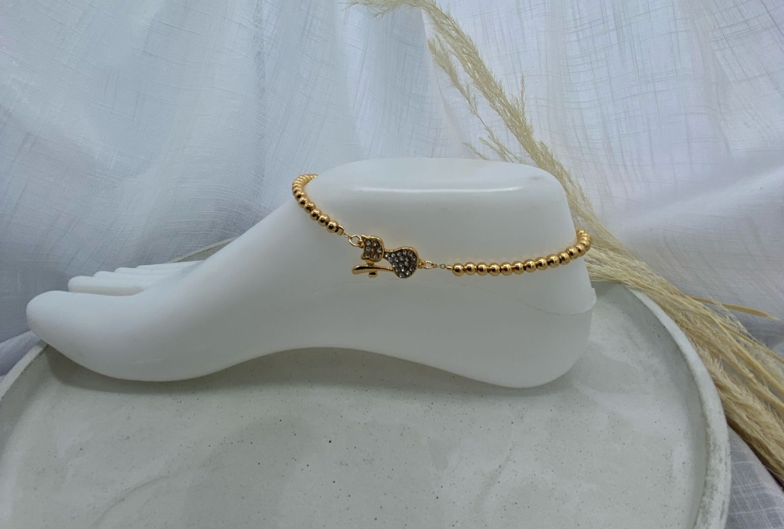 Tobillera gato, oro rosa, fantasía 