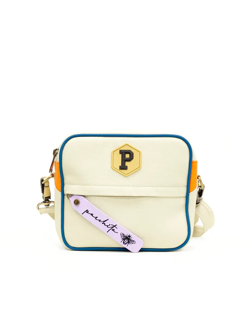 BANDOLERA PANAL BEIGE X MANDARINA