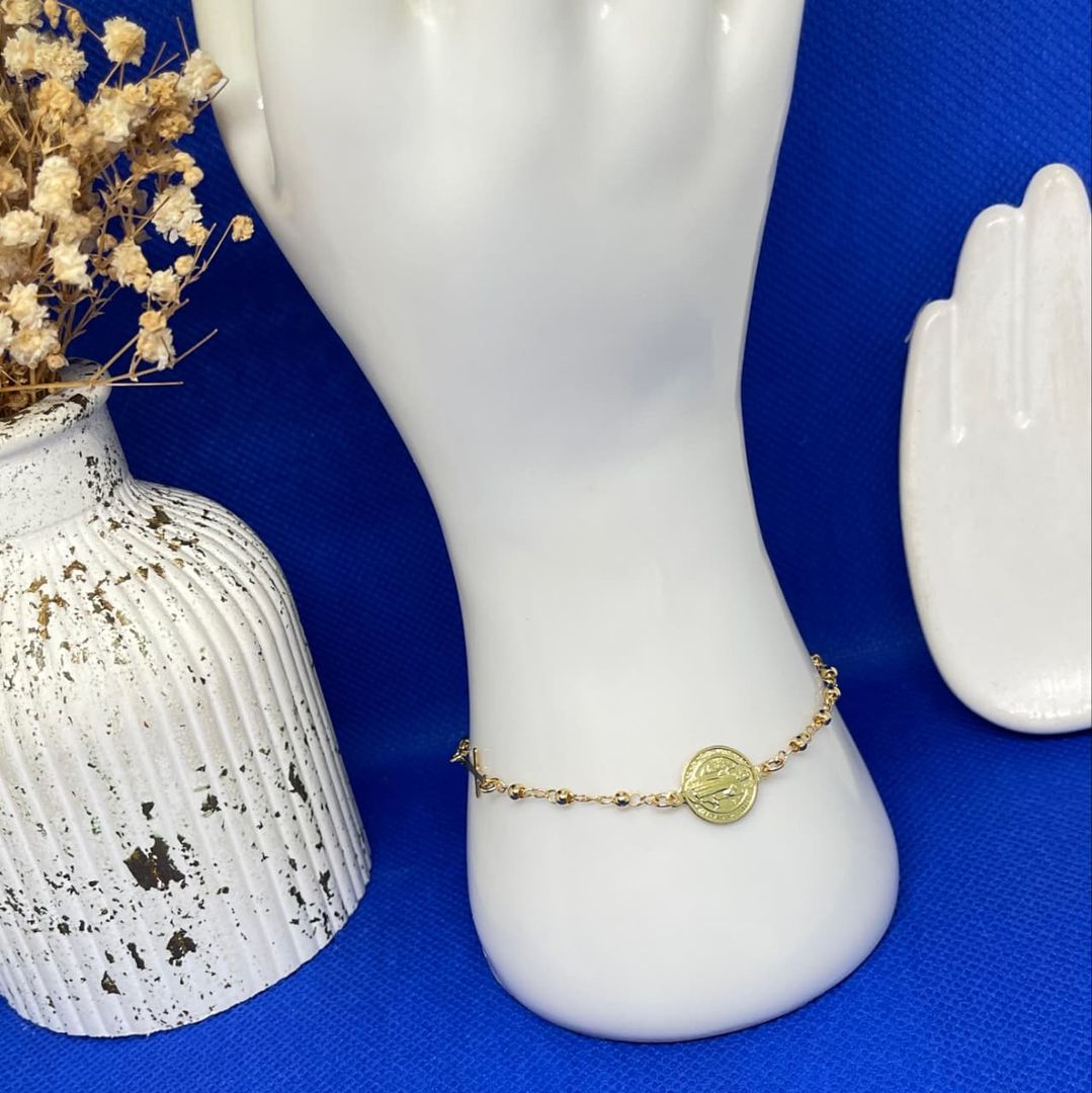 Pulsera denario san benito proteccion de 18cm