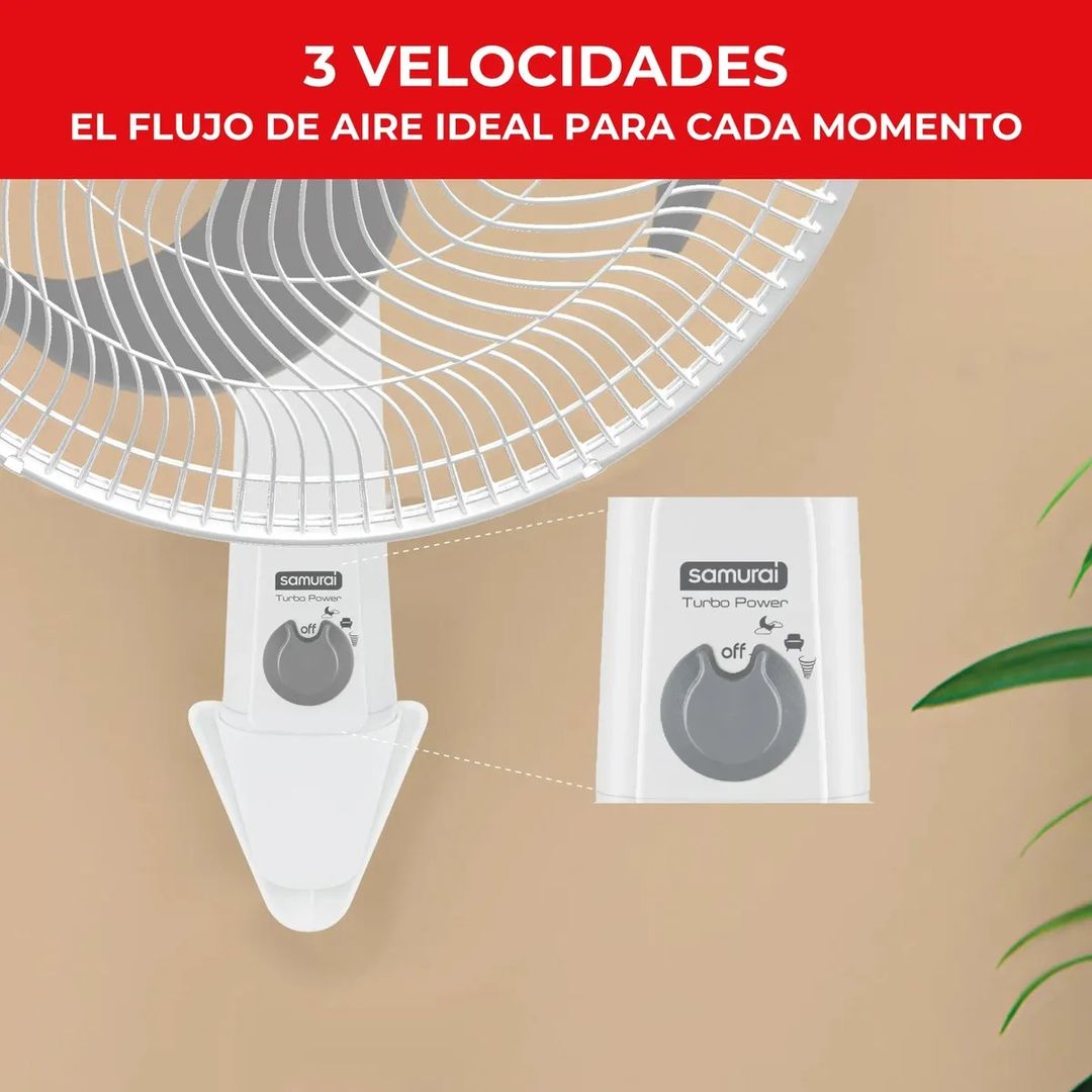 VENTILADOR SAMURAI DE PARED TURBO POWER BLANCO