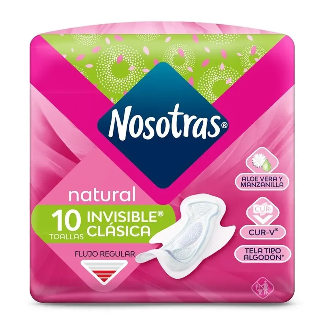 TOALLAS NOSOTRAS INVISIBLE CLASICA PAQ X 10 NATURAL V