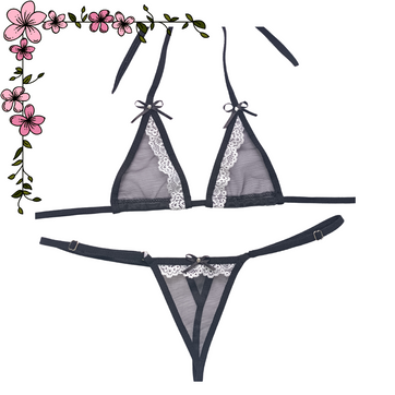 Imagen del producto Conjunto micro  en velo y encaje 