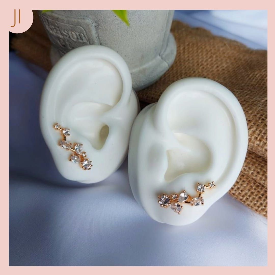 Aretes Dorados Escaladores Con zircones Cristal