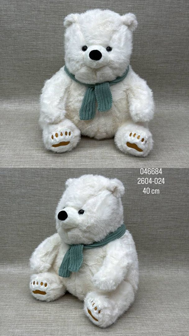 OSO POLAR CON BUFANDA  VERDE 40 CM 
