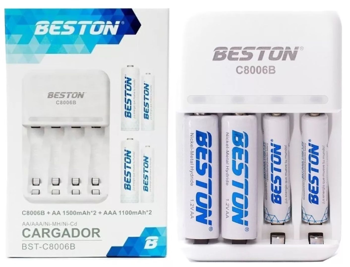 Pilas AA y AAA Beston 1100mAh recargables con cargador