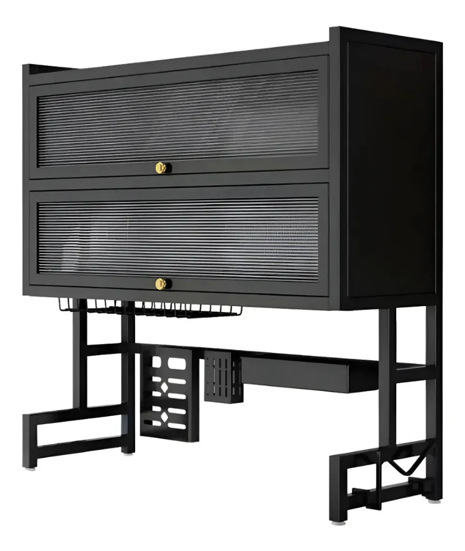 PLATERO ESCURRIDOR DOBLE GABINETE ACERO 85CM