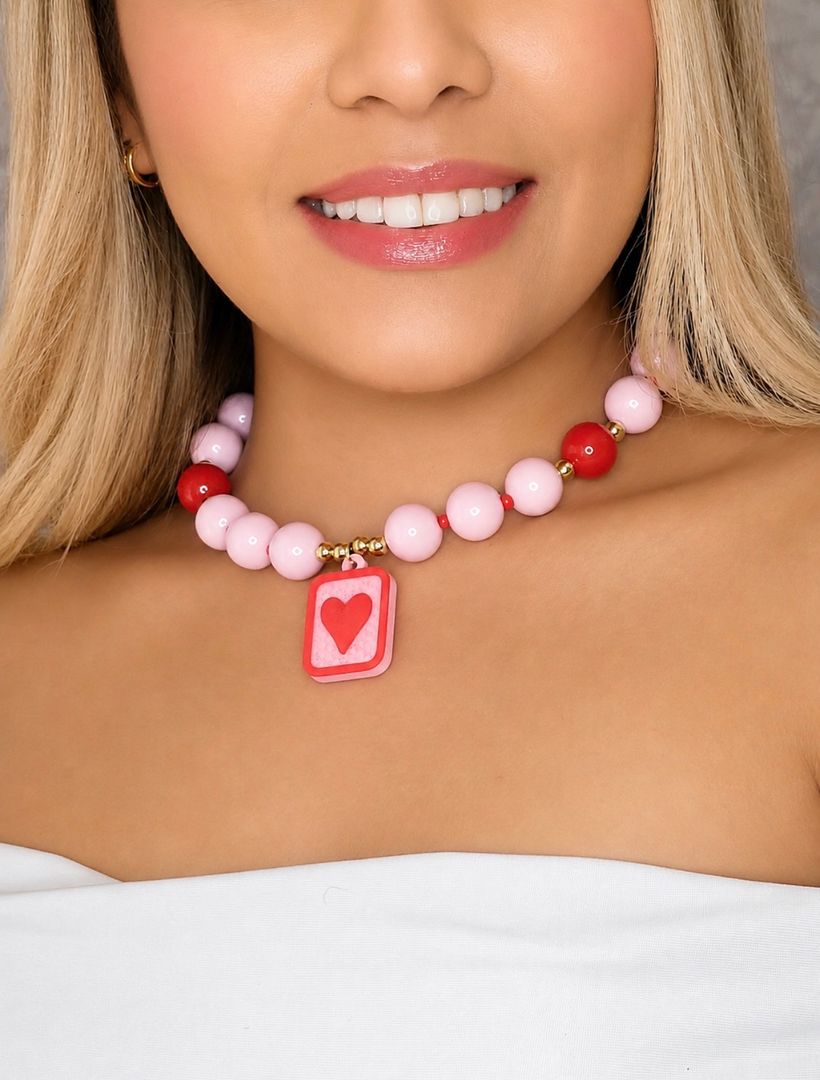 Collar abaco combinado rosa con rojo