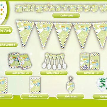 Imagen del producto DECORACIÓN BABY SHOWER CIGÜEÑA VERDE