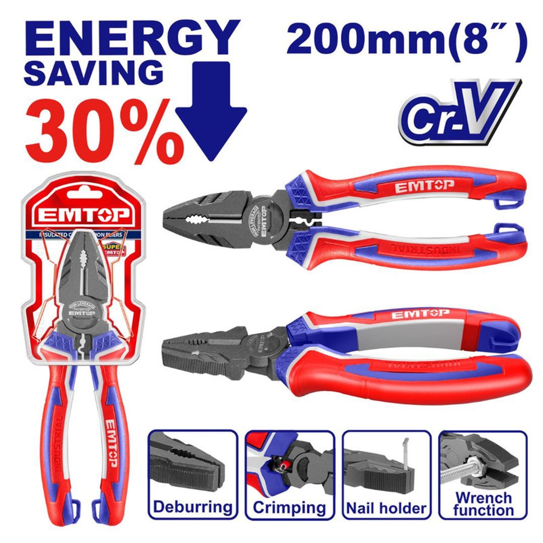 EMTOP ALICATE 8" Cr-V MULTIFUINCIONES CORTE FACIL SUPER EMTOP