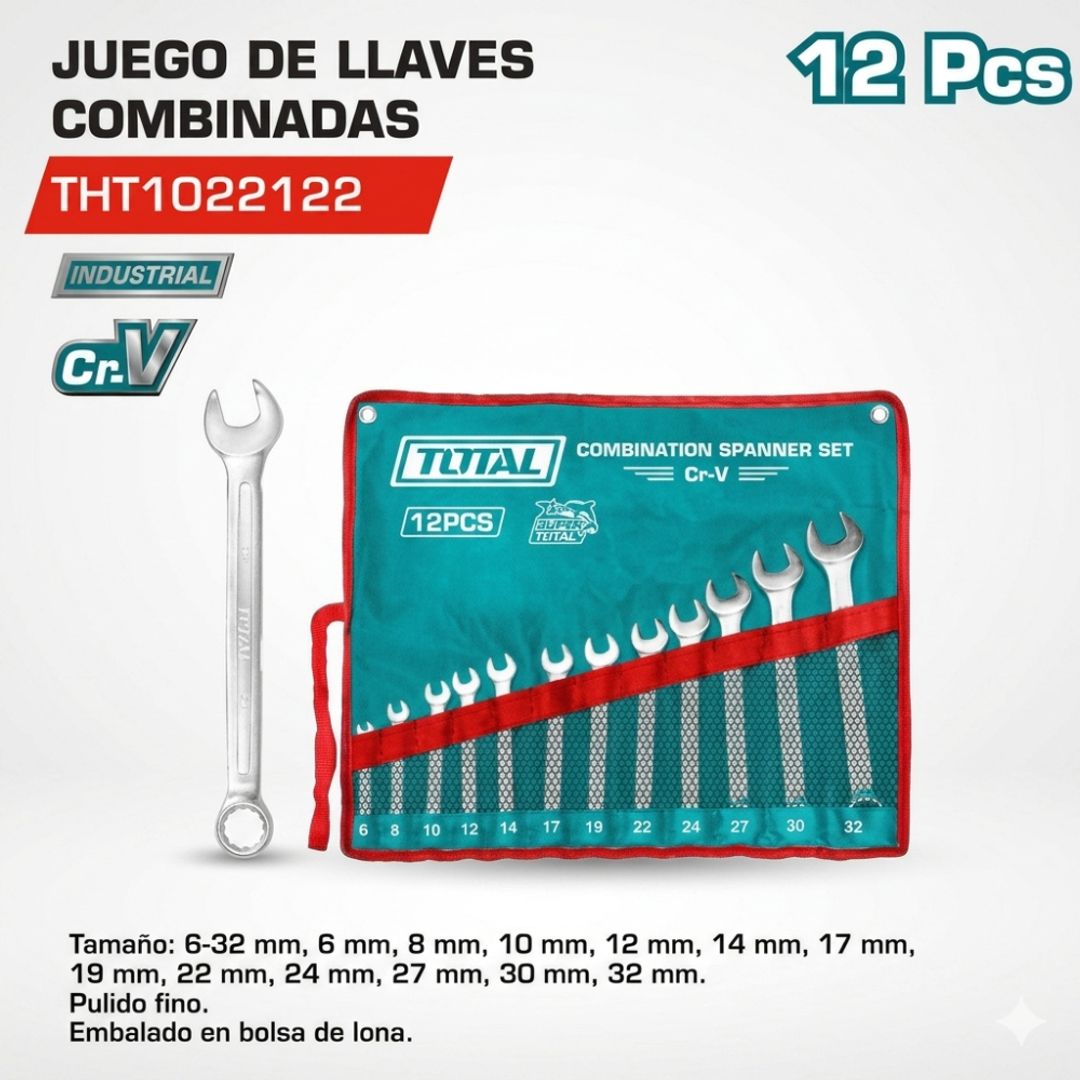 LLAVES COMBINADAS X 12 PIEZAS TOTAL