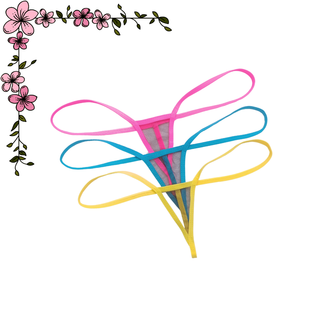 Súper micro tanga hilo en velo negro 