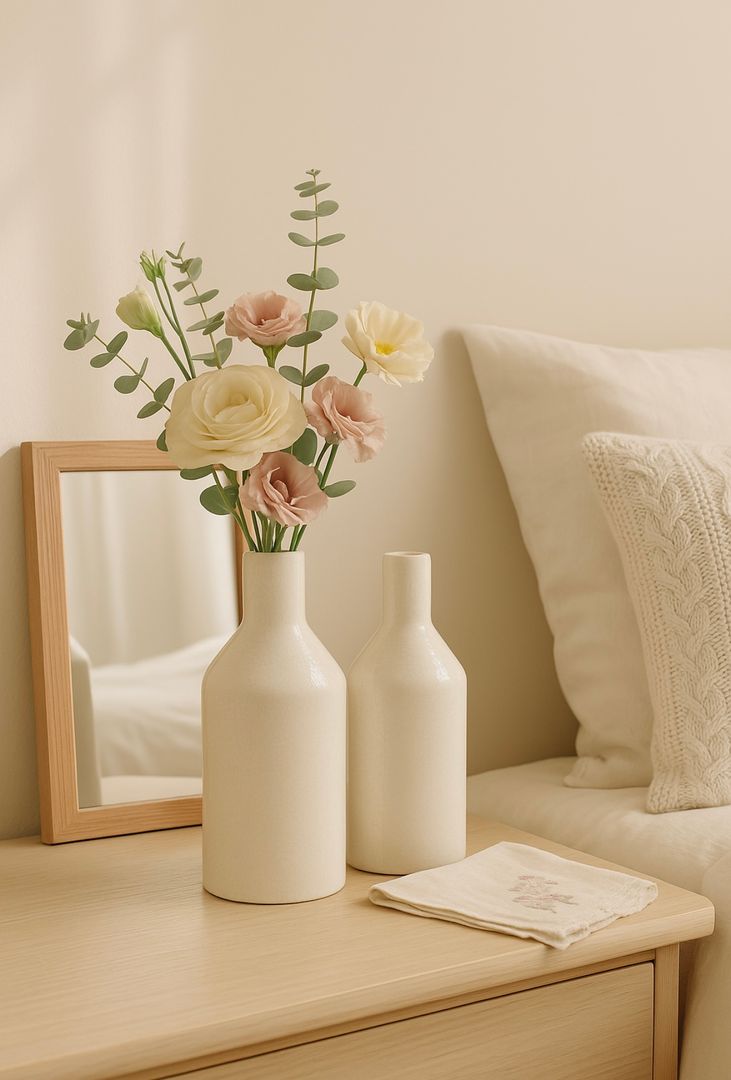 Florero Cerámica Blanco Grande 