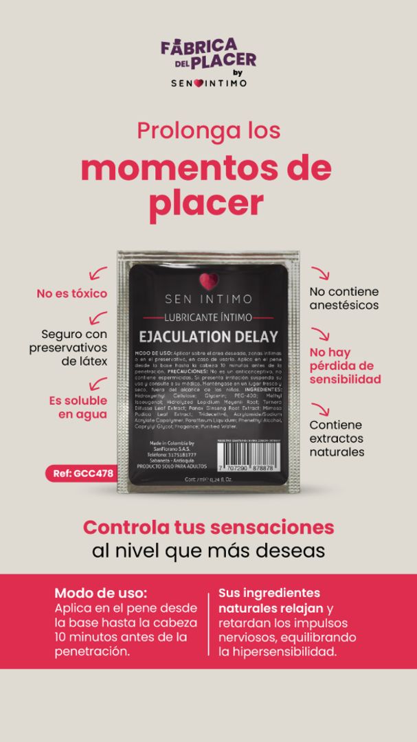 Retardante Íntimo Ejaculation Delay Sachet x 7 ml 