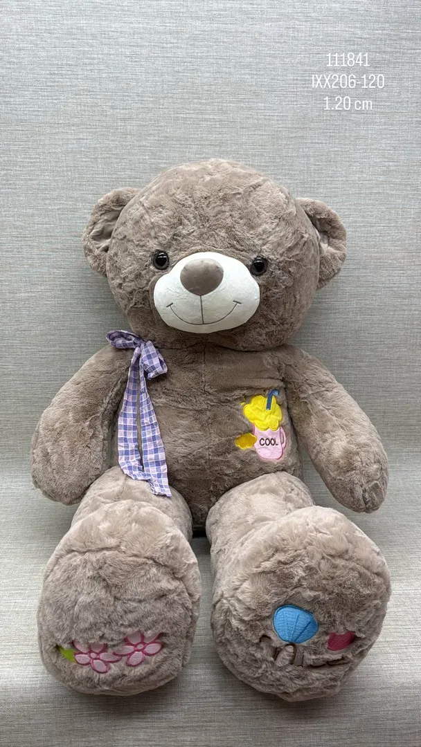 OSO GRIS CON BORDADO DE 1.20 CM 