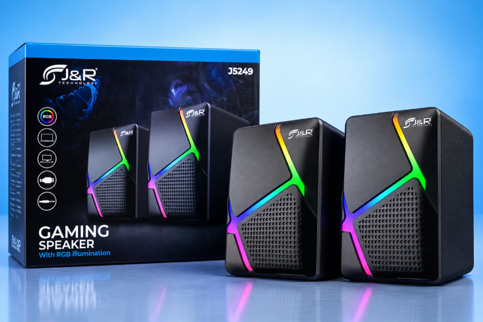 Parlantes Gaming J&R J5249 con Iluminación RGB