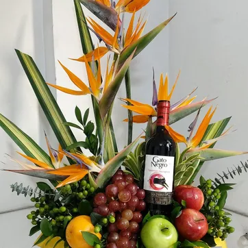 Imagen del producto aves del paraiso, frutas y vino