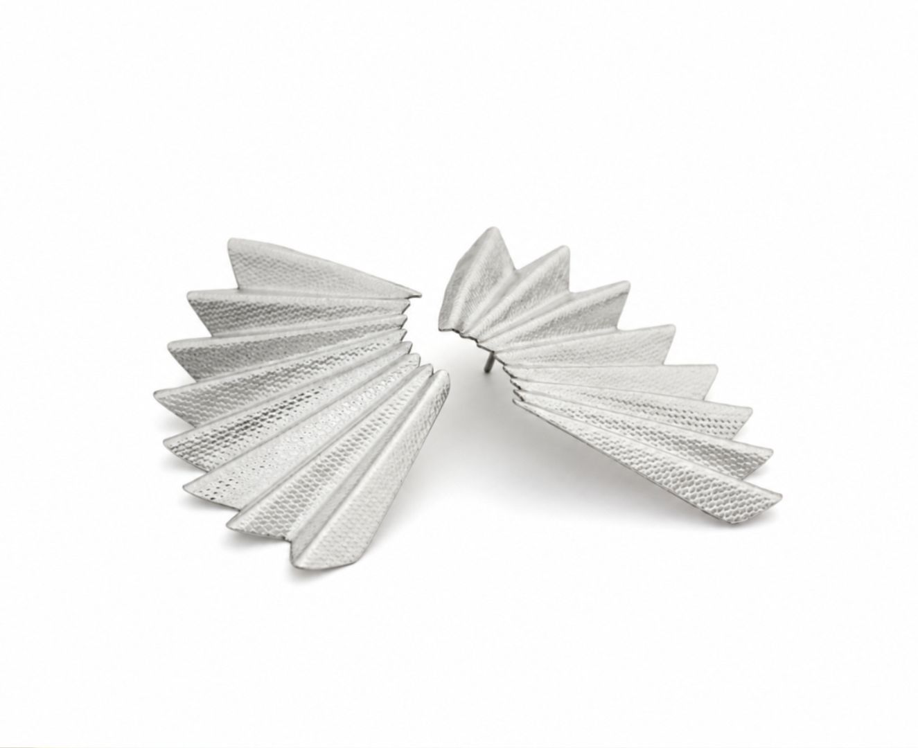 SILVER MAXI BLUE PALM EARRINGS
