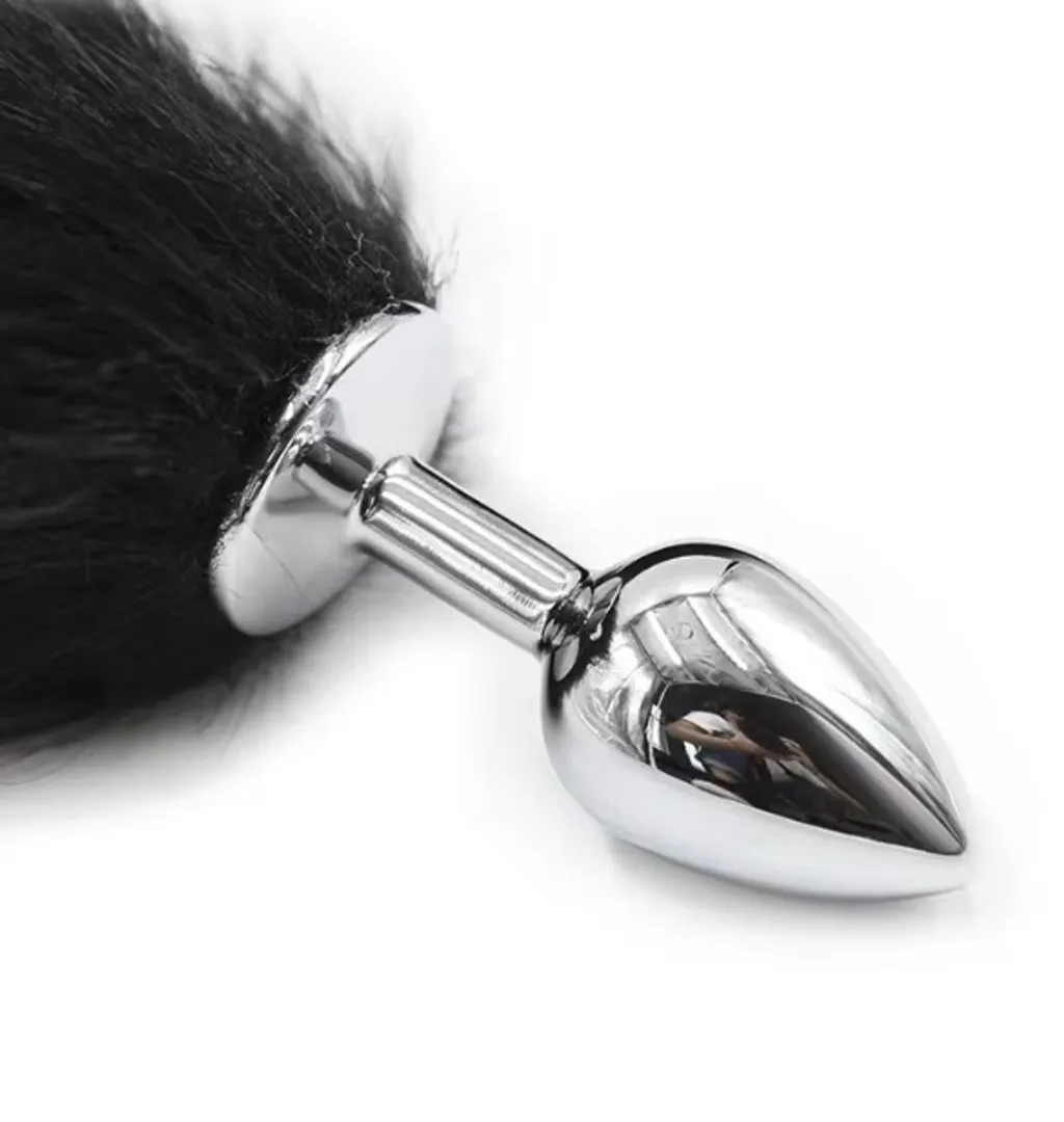 Plug anal cola de zorro negro + blanco.