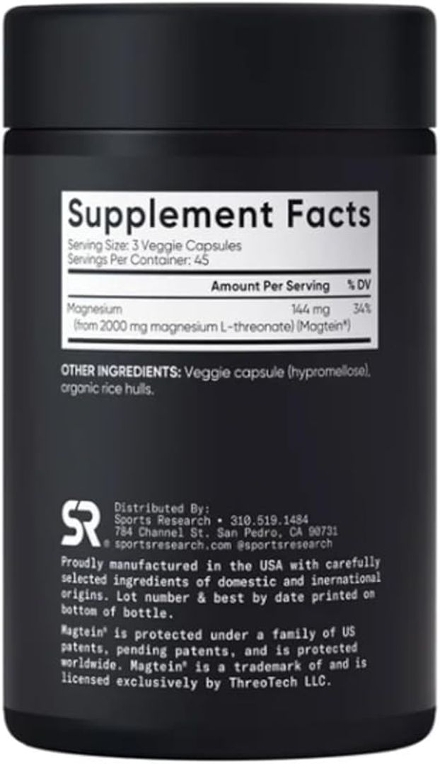  Margnesio treonato L-Threonate 2000 mg 135 Cap Sports Research 