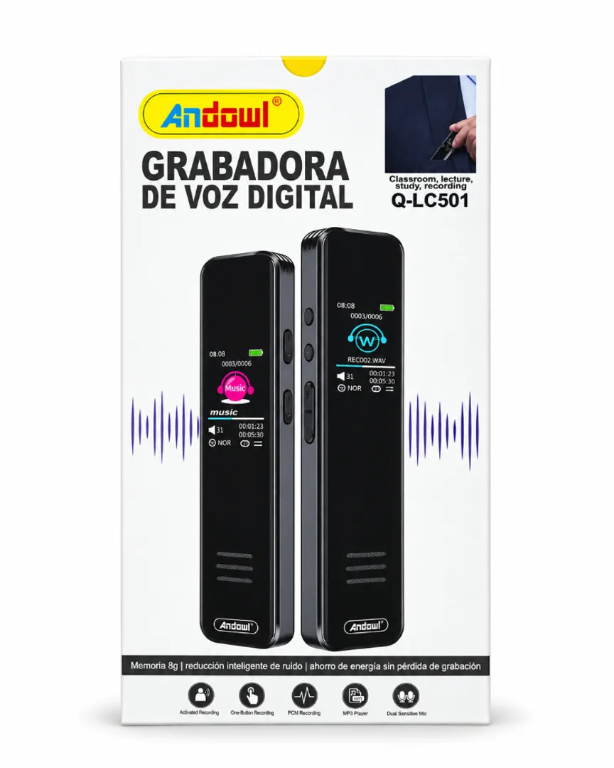 GRABADORA DE VOZ DIGITAL PORTATIL 8G ANDOWL