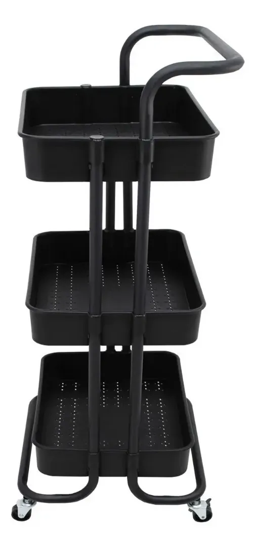 CARRITO ORGANIZADOR METALICO 3 NIVELES COLOR NEGRO