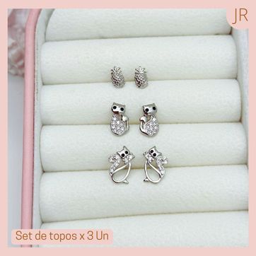 Imagen del producto Set x 3 Un Topitos Plateados Gatitos