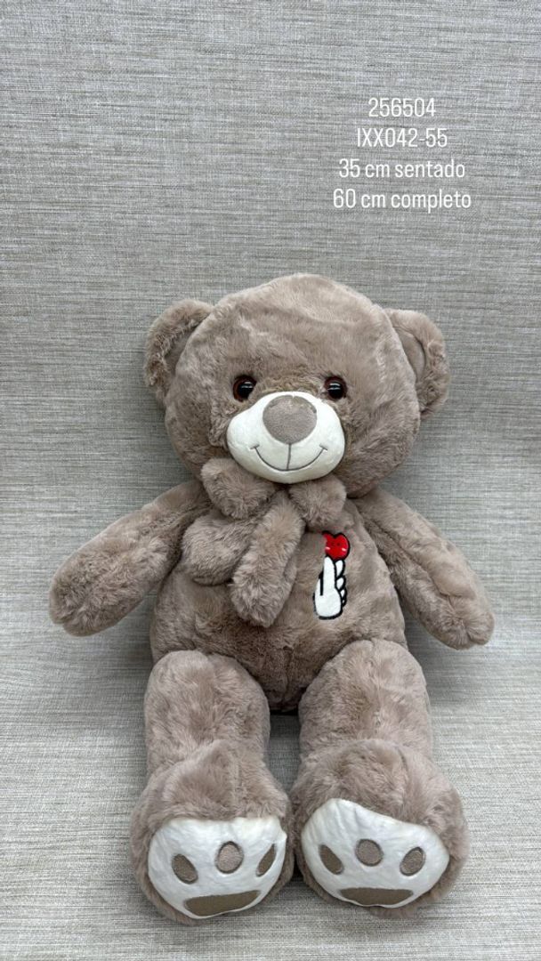 OSO PATAS LARGAS MOÑO CORAZÓN 60 CM