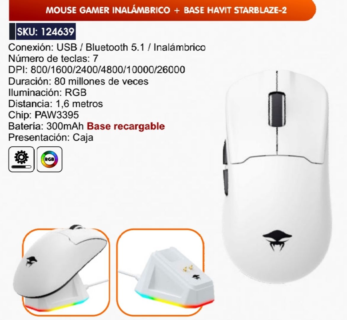 MOUSE GAMER INALÁMBRICO + BASE STARBLAZE-2