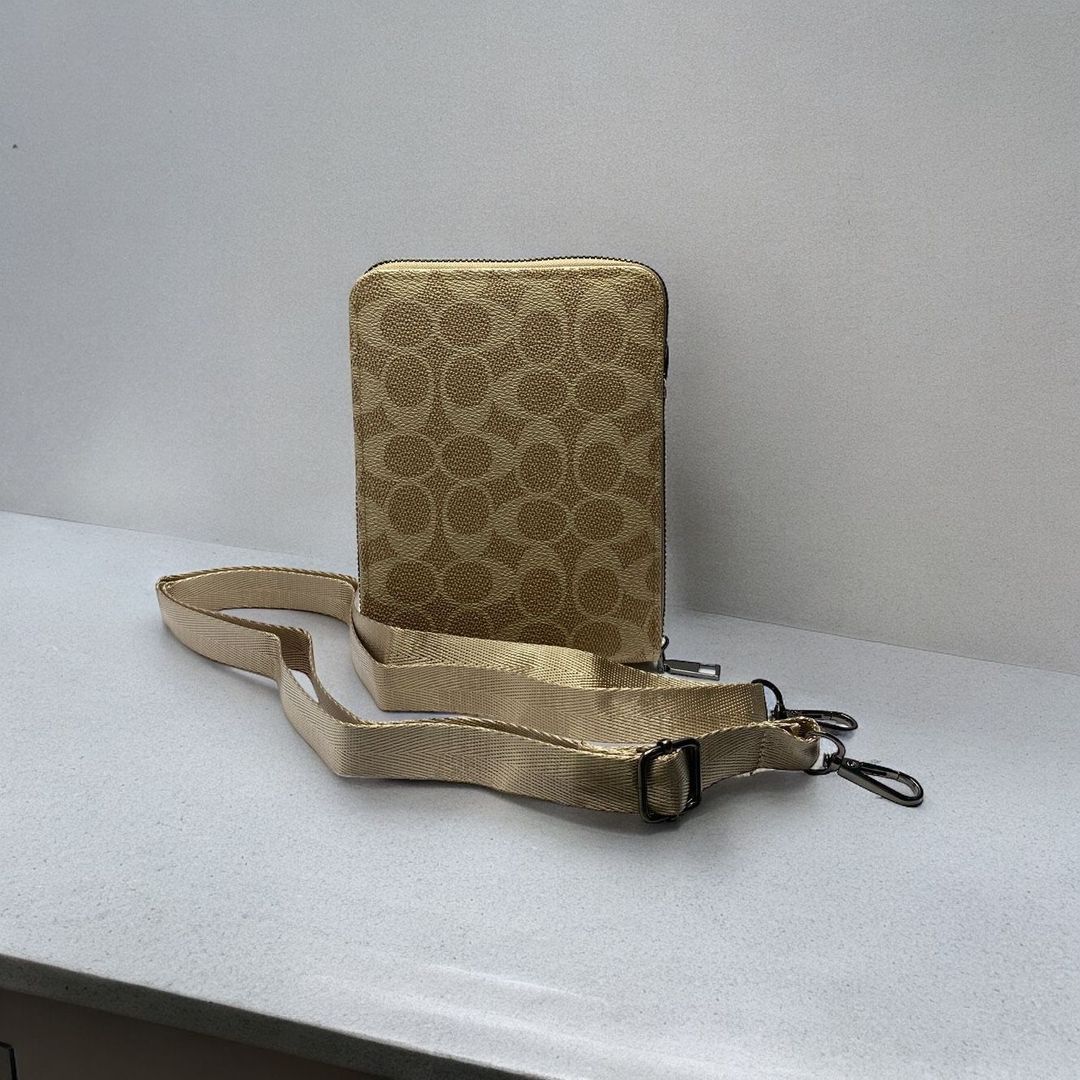 Bolso porta celular de lujo, beige, café oscuro y café claro 