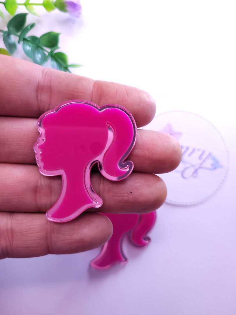 Acrílico 4.5x3.8cm silueta  rosado y rosa claro