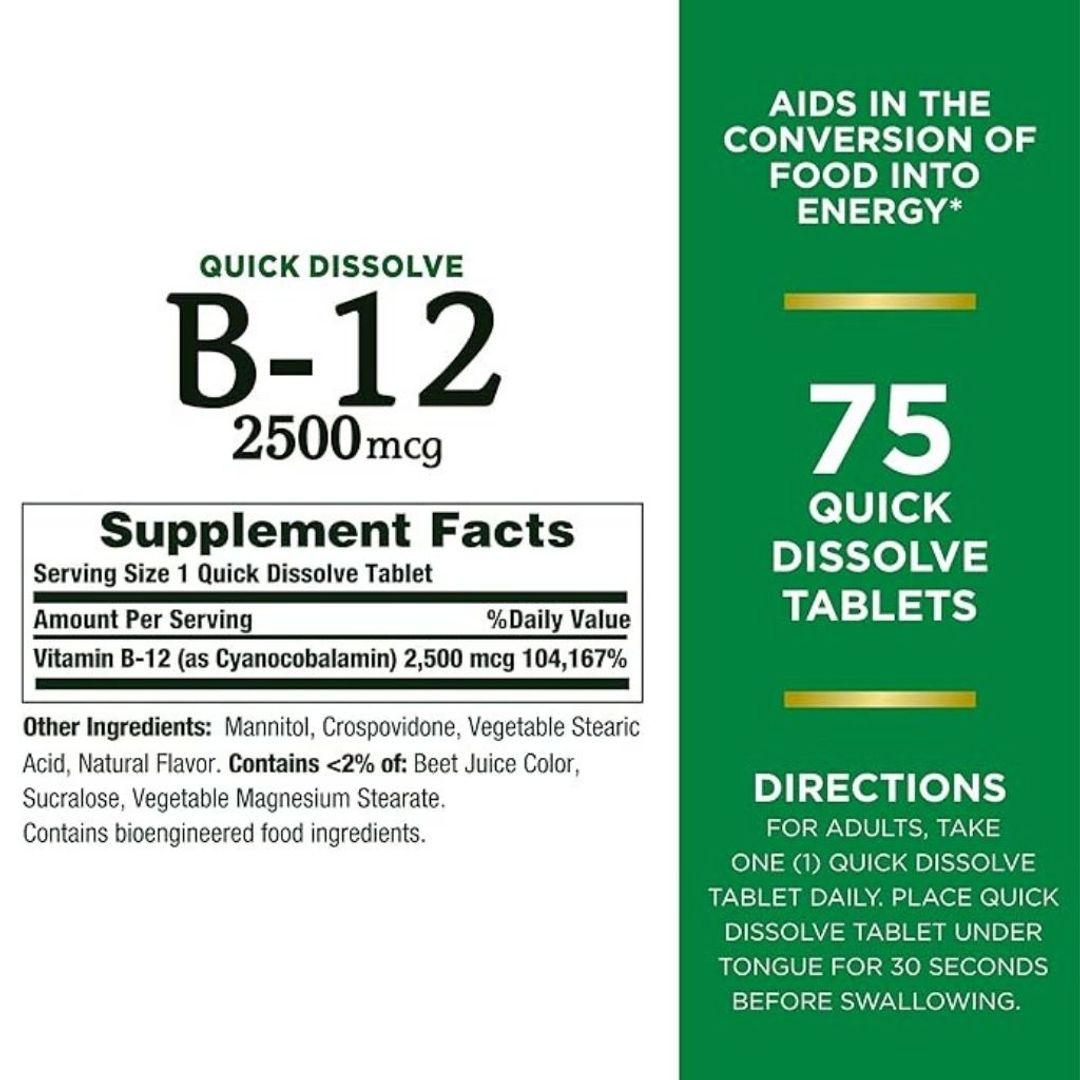 Vitamina B12 2500 mcg 75cap