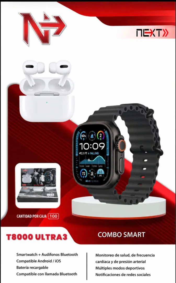 COMBO T8000 ULTRA 3 SMART WATCH Y AIRPODS
