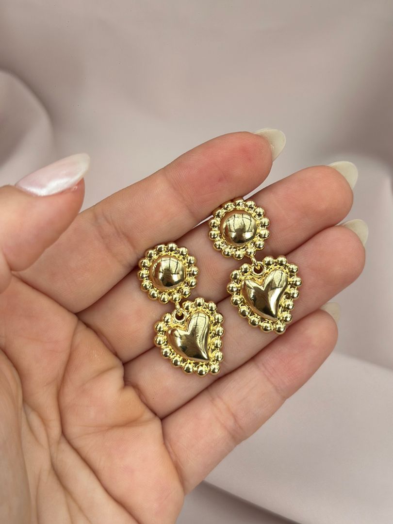 Arete doble corazón balín 