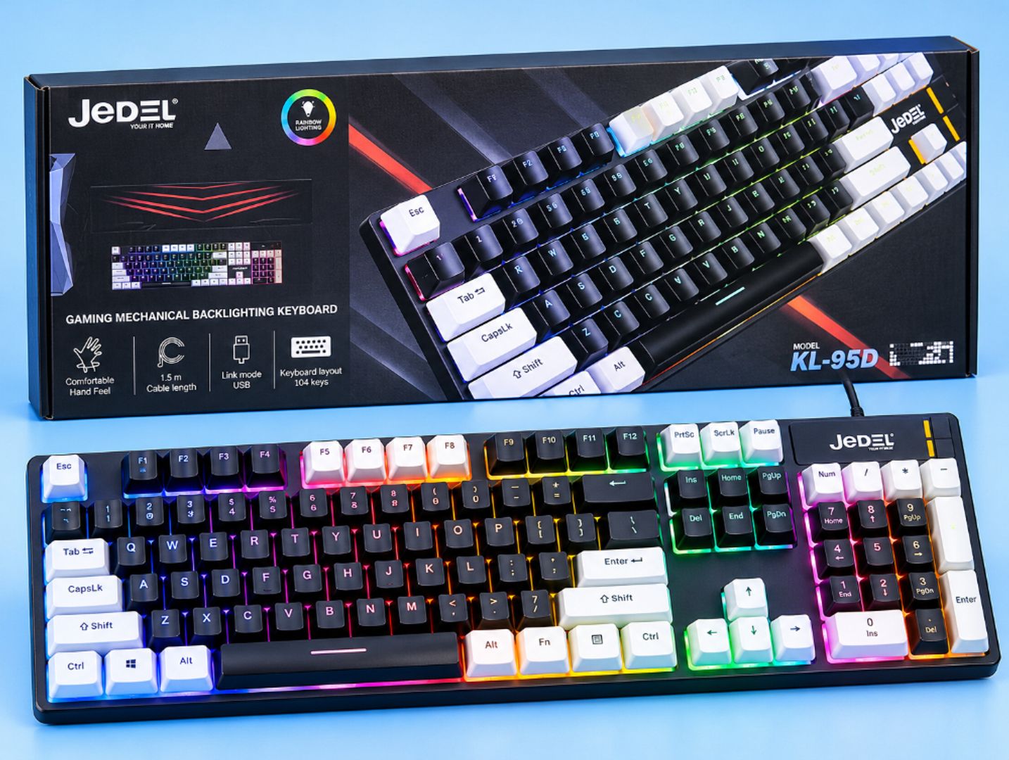 Teclado Gamer JEDEL KL-95D – Retroiluminación Rainbow
