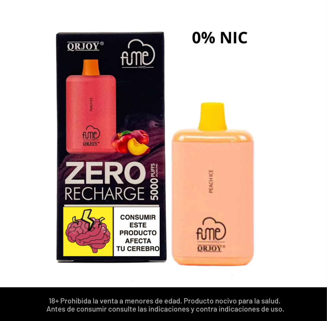 Fume Recharge Peach Ice 0% Nic 5000 Puffs 