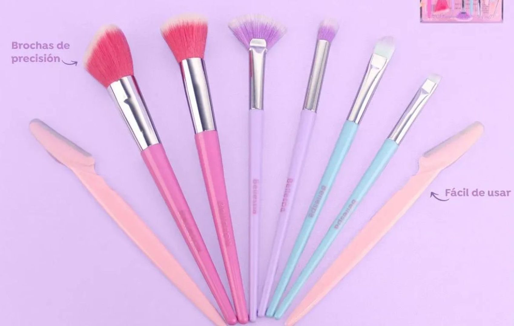 Set de brochas y navajas para cejas de la línea Ruby Face