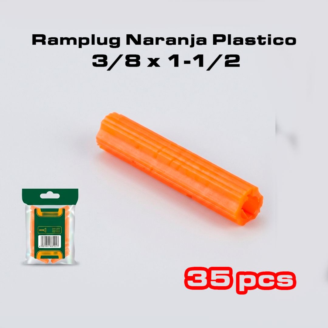 RAMPLUG NARANJA PLASTICO 3/8 X 1-1/2 35 PIEZAS