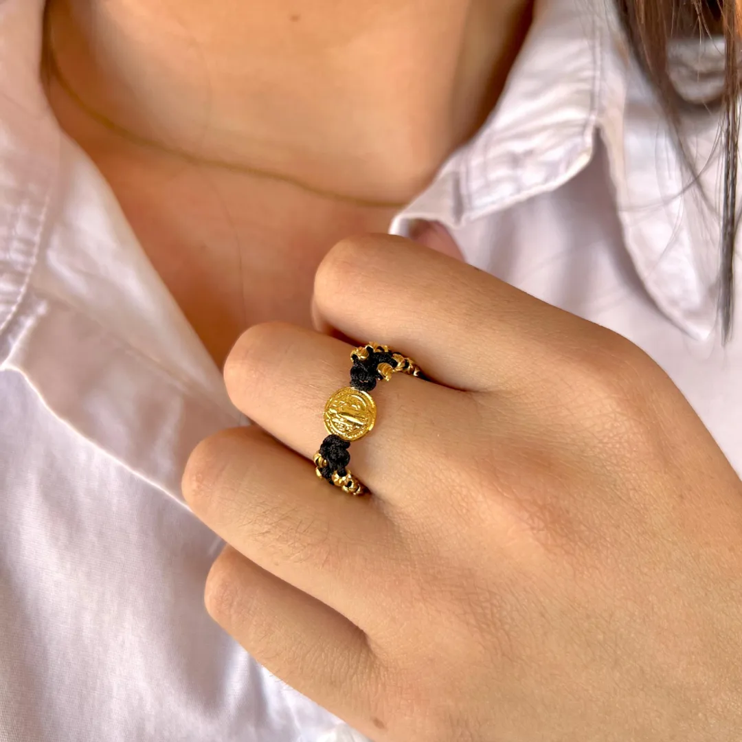 ANILLO ARTESANAL CON HERRAJE TEJIDO TRIPLE