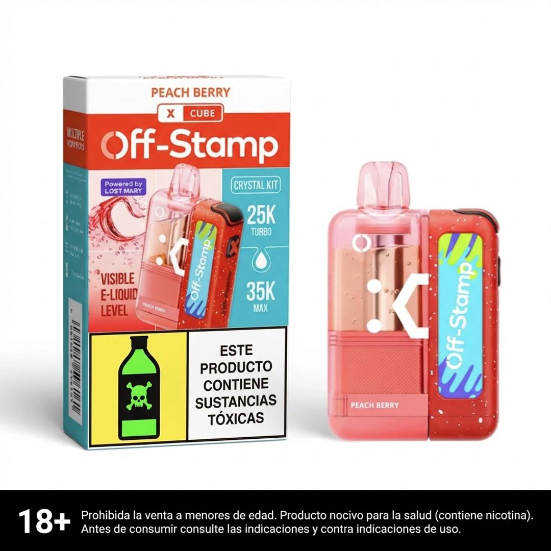Off Stamp Peach Berry Crystal Cube 35.000 Puffs Kit
