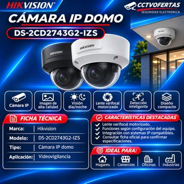 Imagen del producto Cámara IP Domo Hikvision DS-2CD2743G2-IZS | Videovigilancia Profesional