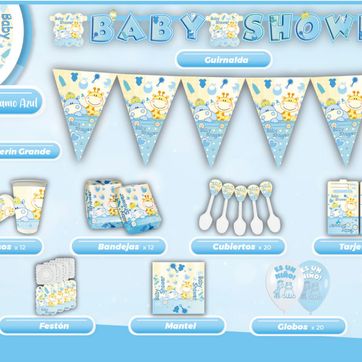Imagen del producto DECORACIÓN BABY SHOWER HIPOPÓTAMO AZUL 