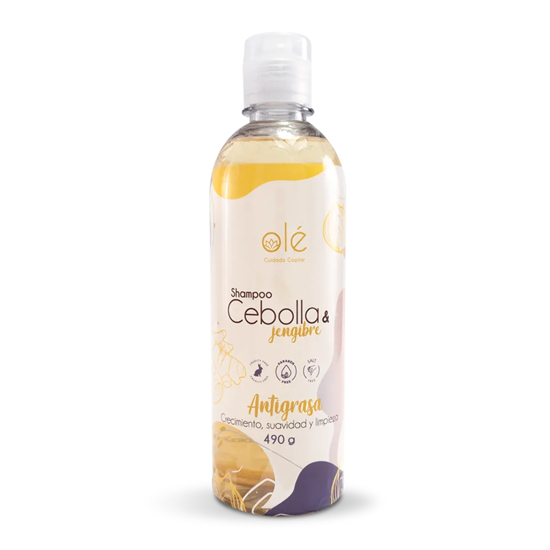 Shampoo de cebolla y jengibre , olé capilar 