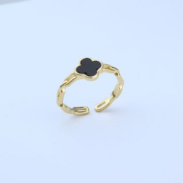 Imagen del producto ANILLO AJUSTABLE TREBOL PIEDRA NEGRA  5883 