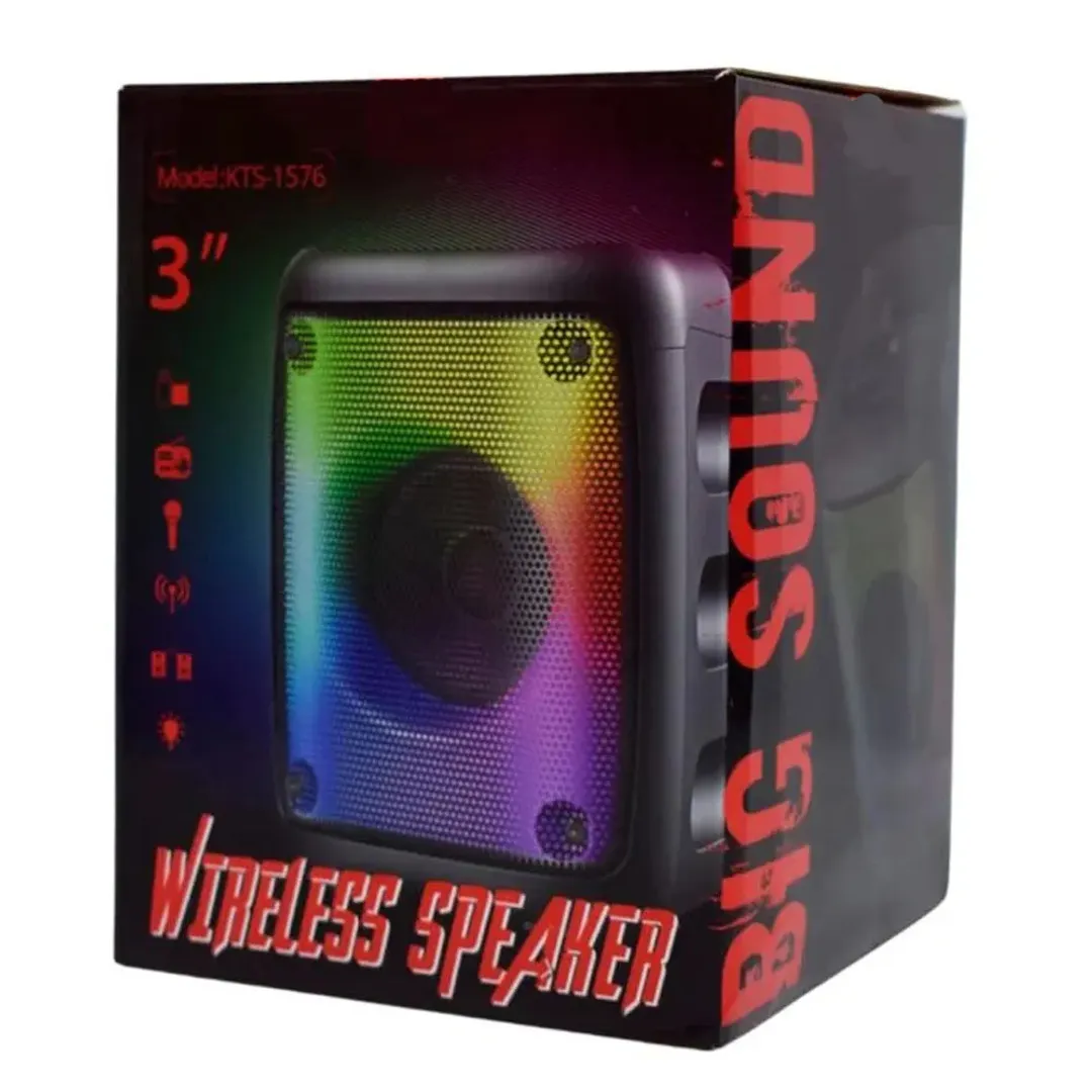PARLANTE BOCINA PORTATIL BLUETOOTH 3 LUCES LED KTS-1576